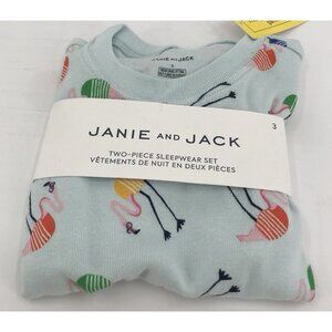 Janie And Jack Pajamas Girls Size 3 Short Set Shirt Flamingos